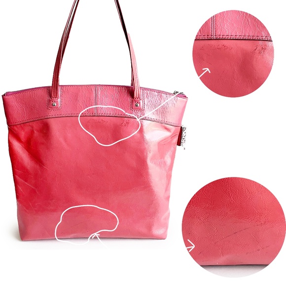 Coach Tote Bag Laura Style F18900 Pink Patent Leather with CC Logo - Picture 8 of 11